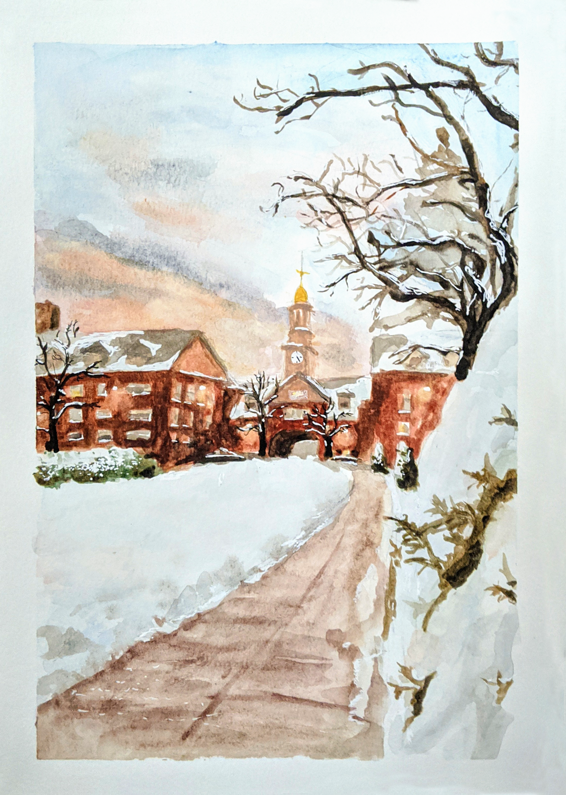 Brown Wriston Quad Watercolor